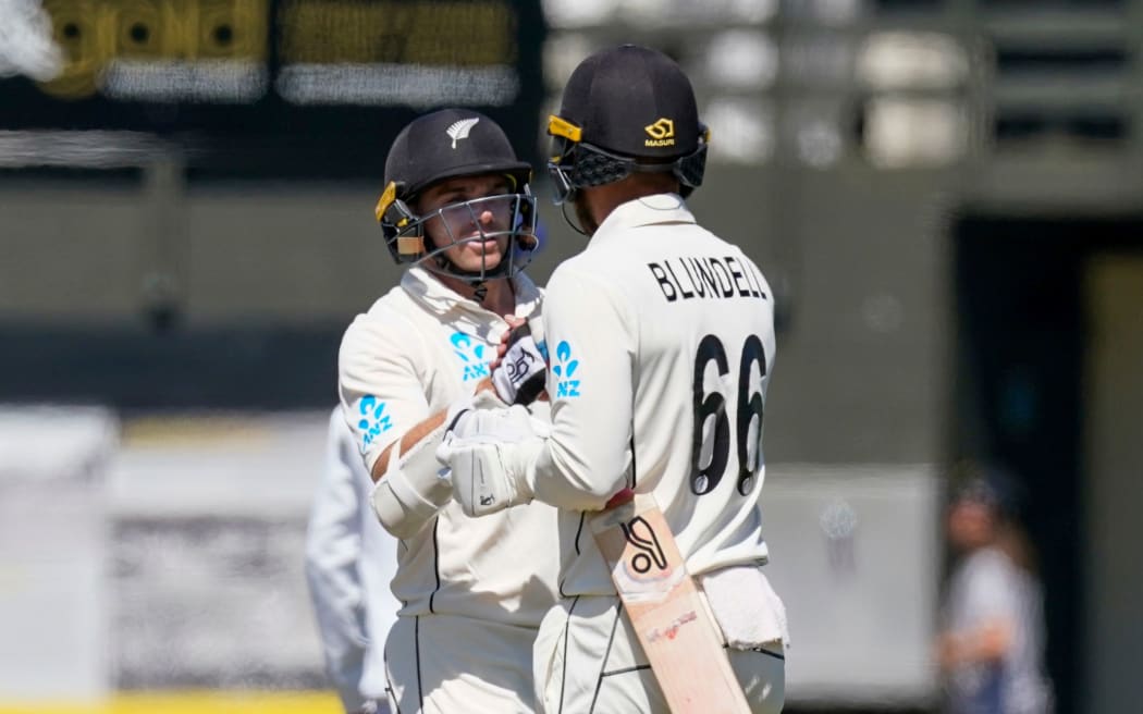 New Zealand's Tom Blundell and New Zealand's Tom Latham, Day 4 of the test cricket international between India and New Zealand, Basin Reserve, Wellington, New Zealand, 24 February, 2020. Copyright photo: John Cowpland / www.photosport.nz