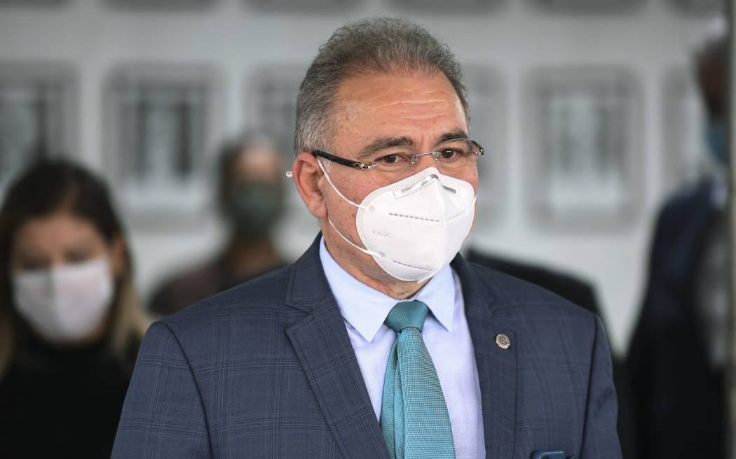 Doctor Marcelo Queiroga, appointed by Brazilian President Jair bolsonaro as Minister of Health talks to the press outside the ministry in Brasilia, on March 16, 2021. -