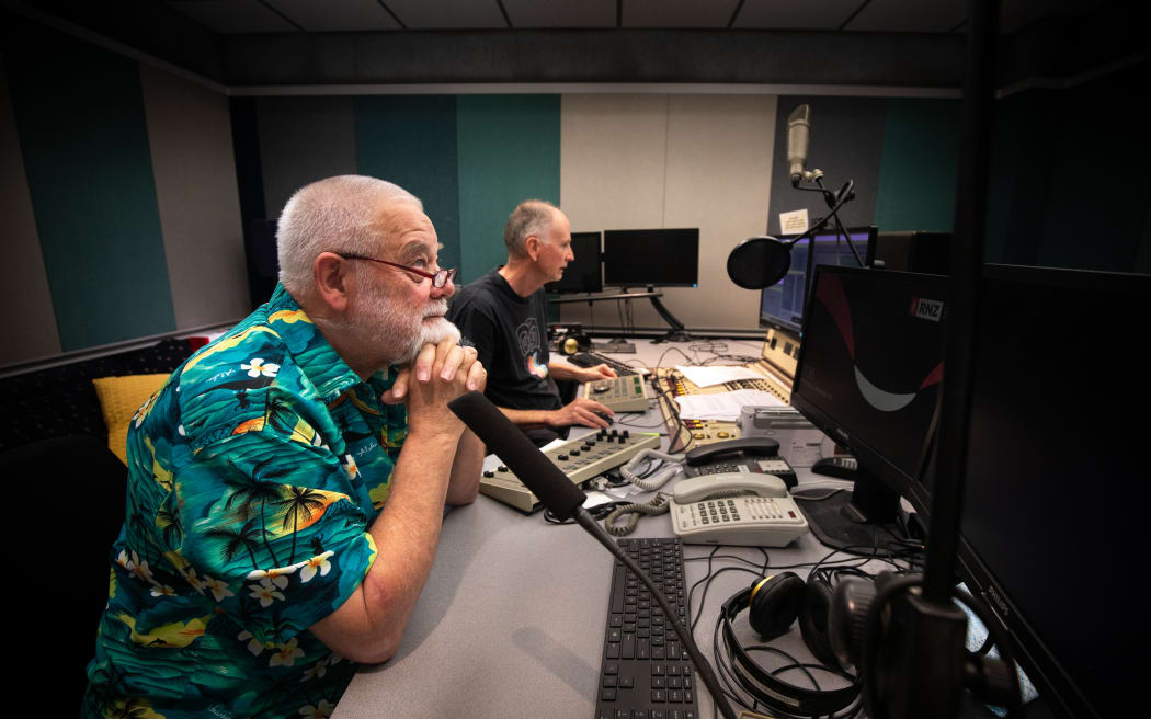 Host of New Horizons William Dart in the studio with his producer Tim Dodd