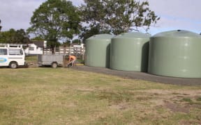 Kaikohe's three 30,000 litre emergency water tanks.
