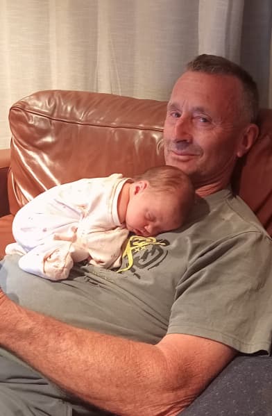 David Stanford with his new born baby