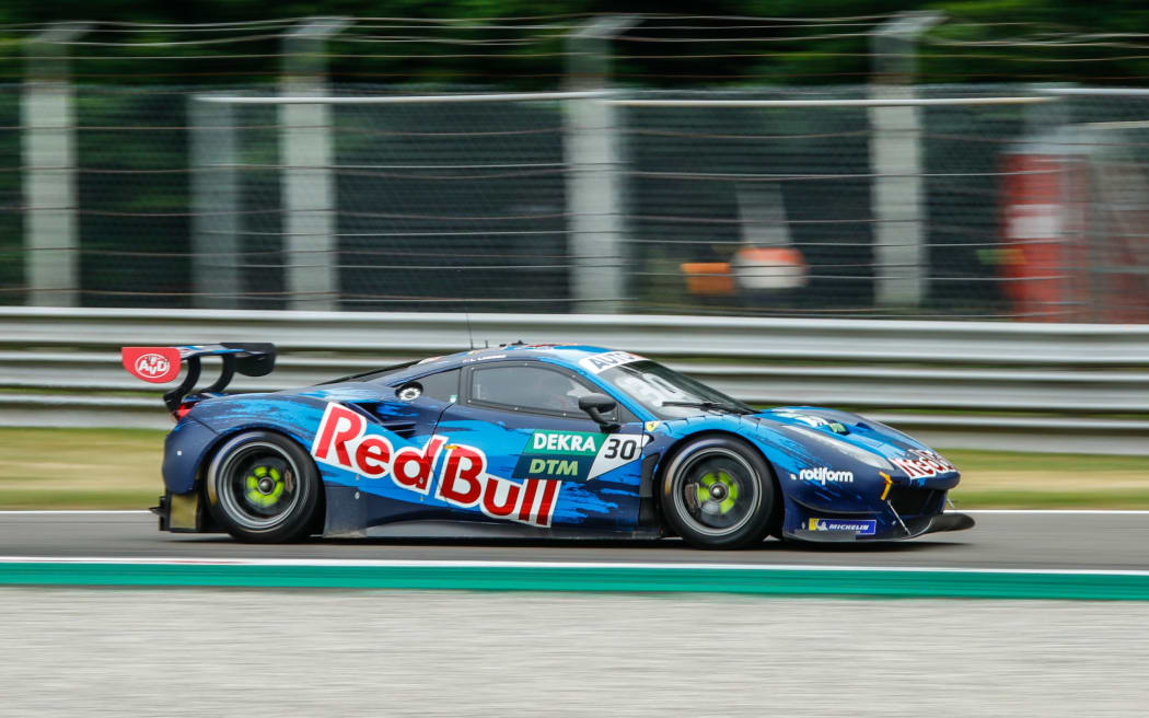 New Zealand driver Liam Lawson in a Ferrari in the 2021 German Touring Car Championship DTM.