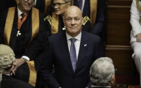 Prime Minister Christopher Luxon listens to the government's Speech from the Throne.