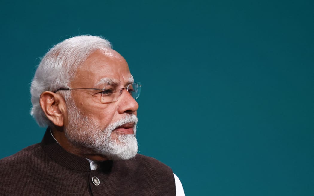 Prime Minister of India Narendra Modi during the United Nations Climate Change Conference COP28 High Level Segment meeting in Dubai, United Arab Emirates on December 1, 2023. (Photo by Jakub Porzycki/NurPhoto) (Photo by Jakub Porzycki / NurPhoto / NurPhoto via AFP)