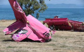 Wreckage from the Skydive Taupō plane that crashed into Lake Taupō in January 2015.
