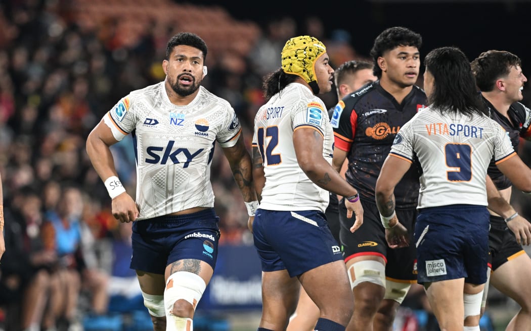 Ardie Savea of Moana Pasifika against the Chiefs at FMG Stadium on Saturday 24 May 2025.