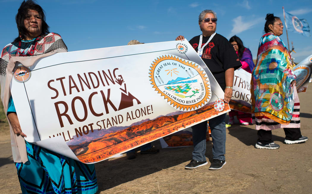 Protesters at the Standing Rock reservation.