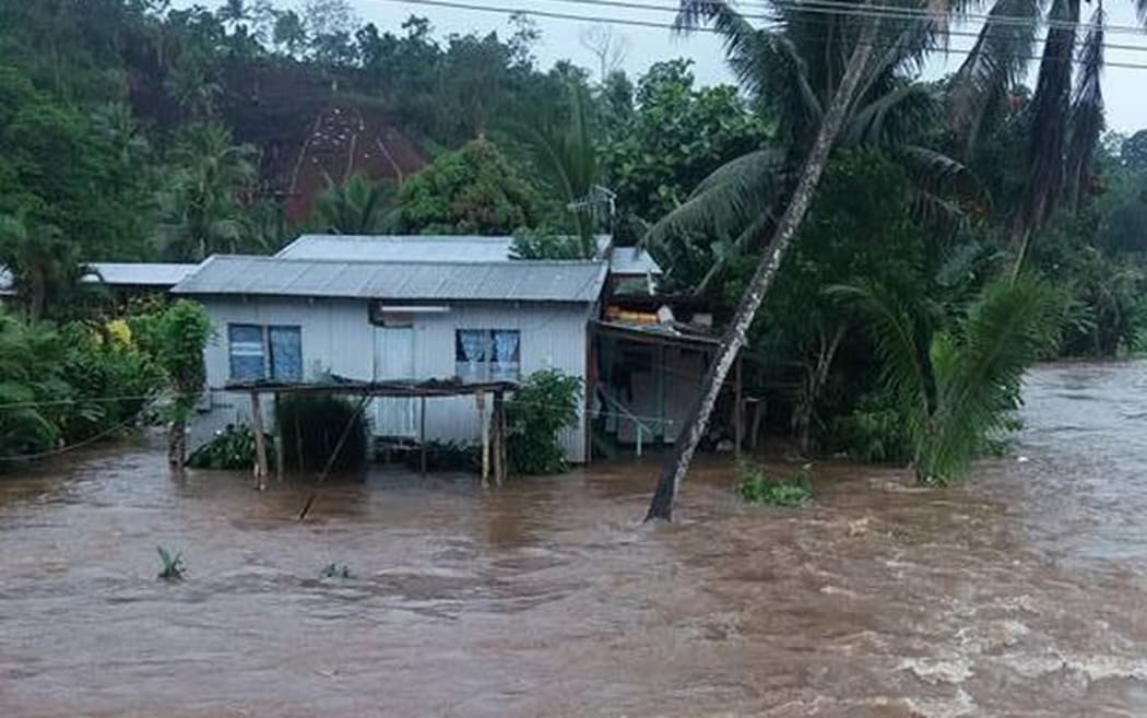 Flooding in Qauia village following heavy rain.