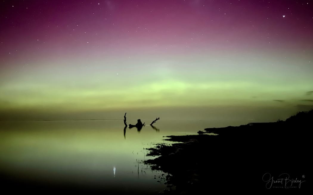 Grant Birley took these photos of the aurora, from Lake Ellesmere, on Sunday 1 June, 2025.
