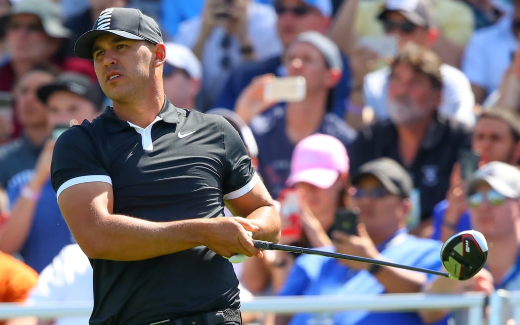 FARMINGDALE, NY - MAY 18:Brooks Koepka of the United States Tees off at the 1st hole during the third round of the 2019 PGA Championship at the Bethpage Black course on May 18, 2019 in Farmingdale, New York. (Photo by Rich Graessle/Icon Sportswire)