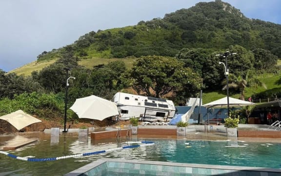 MOUNT MAUNGANUI, NEW ZEALAND - JANUARY 22: Rescue efforts continue at a Mount Maunganui campground following a large landslide.Mount Maunganui, New Zealand on January 22, 2026. Supplied.