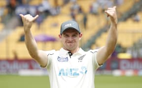 New Zealand cricket captain Tom Latham in India, 2024.