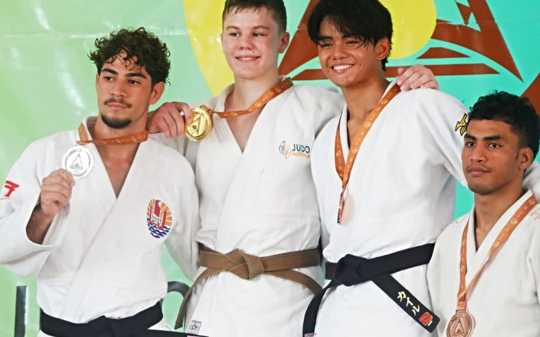 Men's under 60kg judo
Tebania Mwemwenikeaki - Kiribati - Gold
Lukas Chene - Tahiti - Silver
Alan Monthouel - Vanuatu - Bronze
Rahiti Reia - Tahiti - Bronze