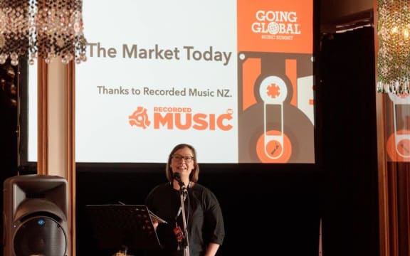 Cath Anderson speaking at the Going Global summit