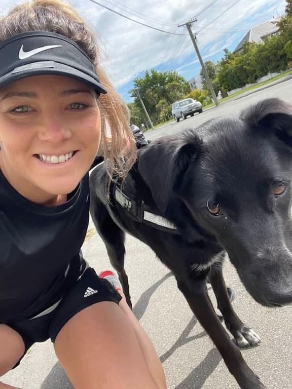 Lydia Stewart and her dog Sparky