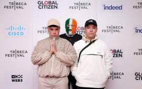 Móglaí Bap, Dj Provaí, and Mo Chara of Kneecap attend the "Kneecap" Premiere during the 2024 Tribeca Festival at Village East Cinema on June 09, 2024 in New York City.