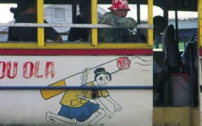 Anti-smoking advertisement shown in a Samoan bus.