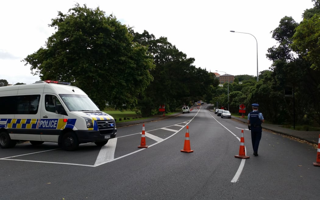 Police blocked off the road surrounding the scene