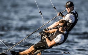 New Zealand 49er sailors Blair Tuke and Peter Burling.