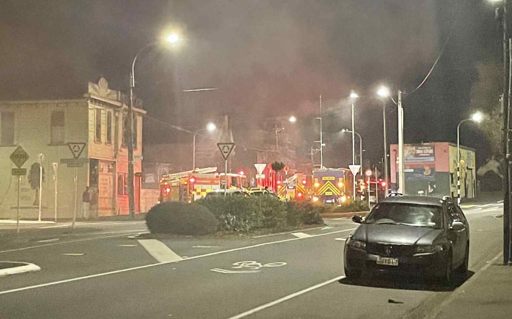 Firefighters are battling a massive blaze at a Newtown house.
