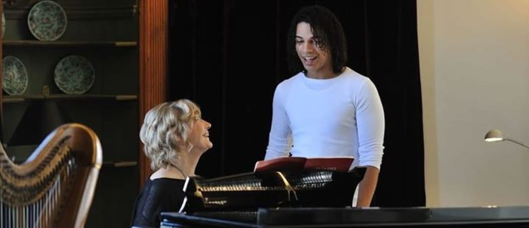 Frances Wilson and Stephen Diaz in rehearsal for Oreste