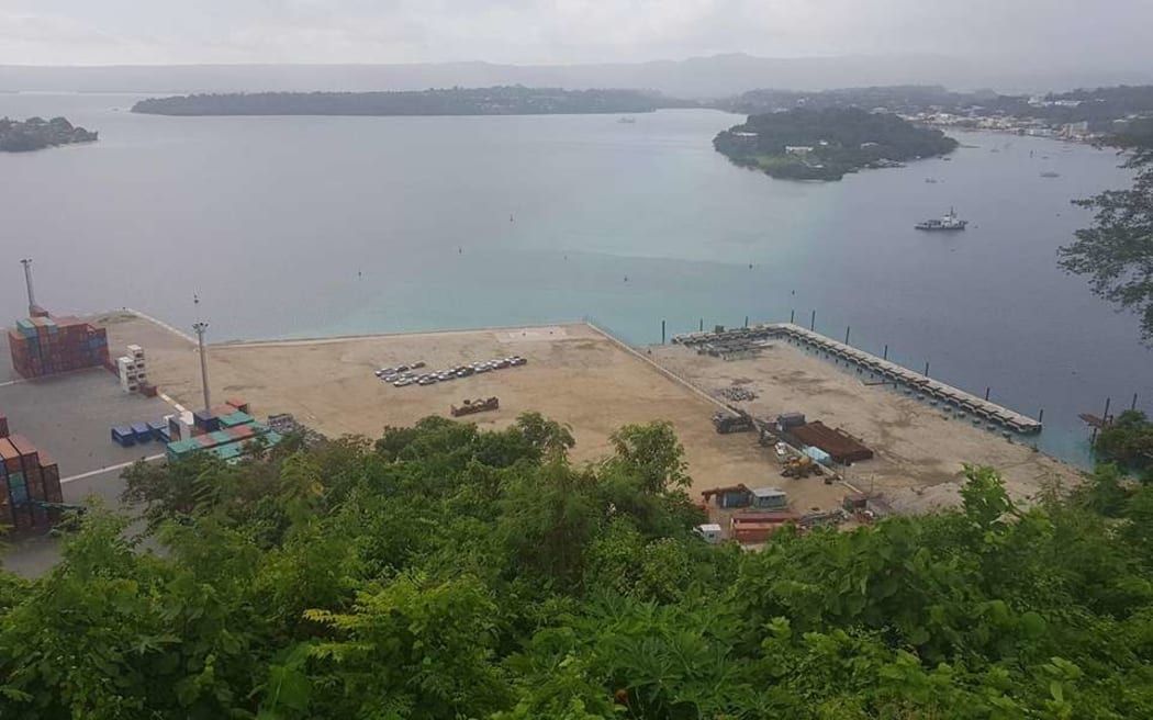 The unfinished inter-island ship wharf on Port Vila Harbour. The Vanuatu opposition wants the New Zealand government to explain why the project it funded is still incomplete.
