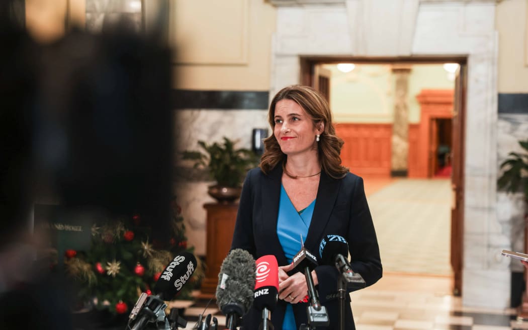 Nicola Willis speaks to media on GDP increase