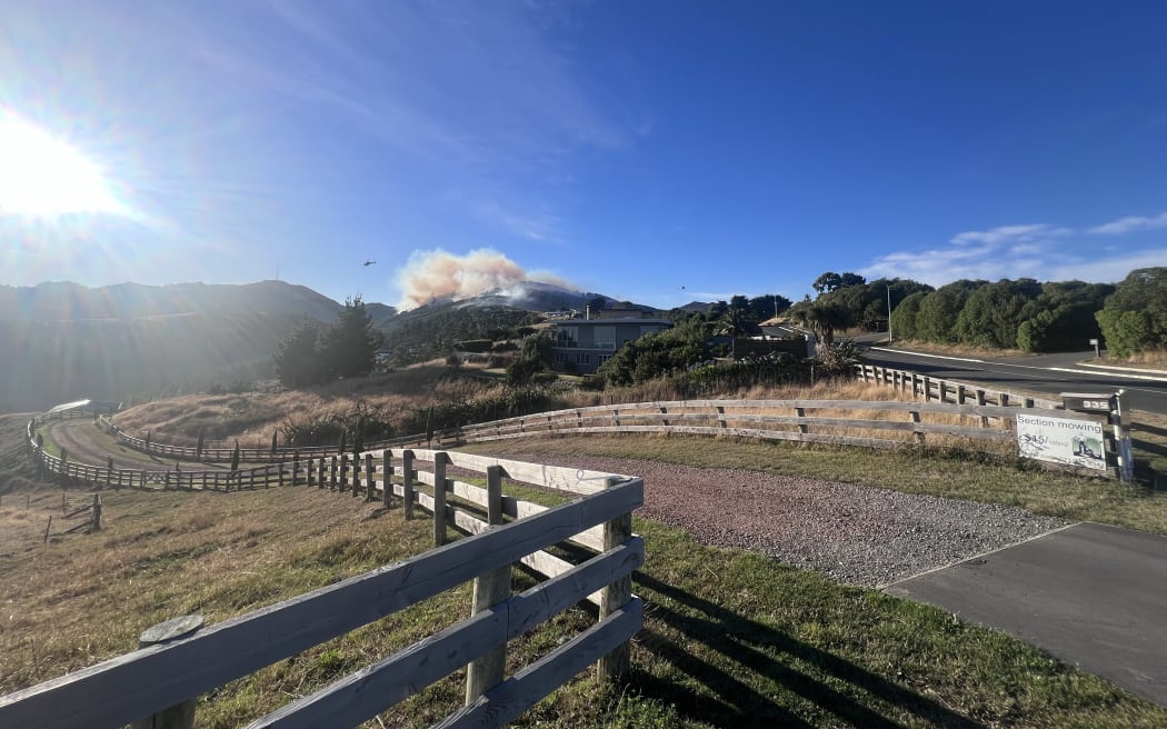 Port Hills fire day 2 - halfway up Worsley Road