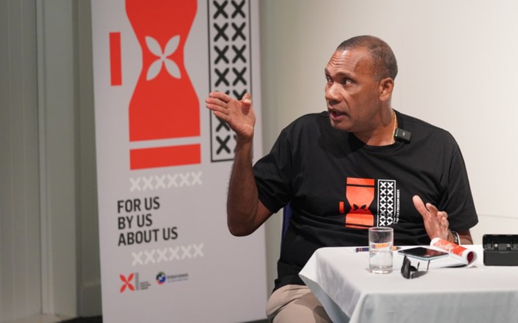 Pacific Freedom Forum chair Robert Iroga details findings of the 2023 Pacific Media Freedom Index, pictured on Sept. 23, 2024