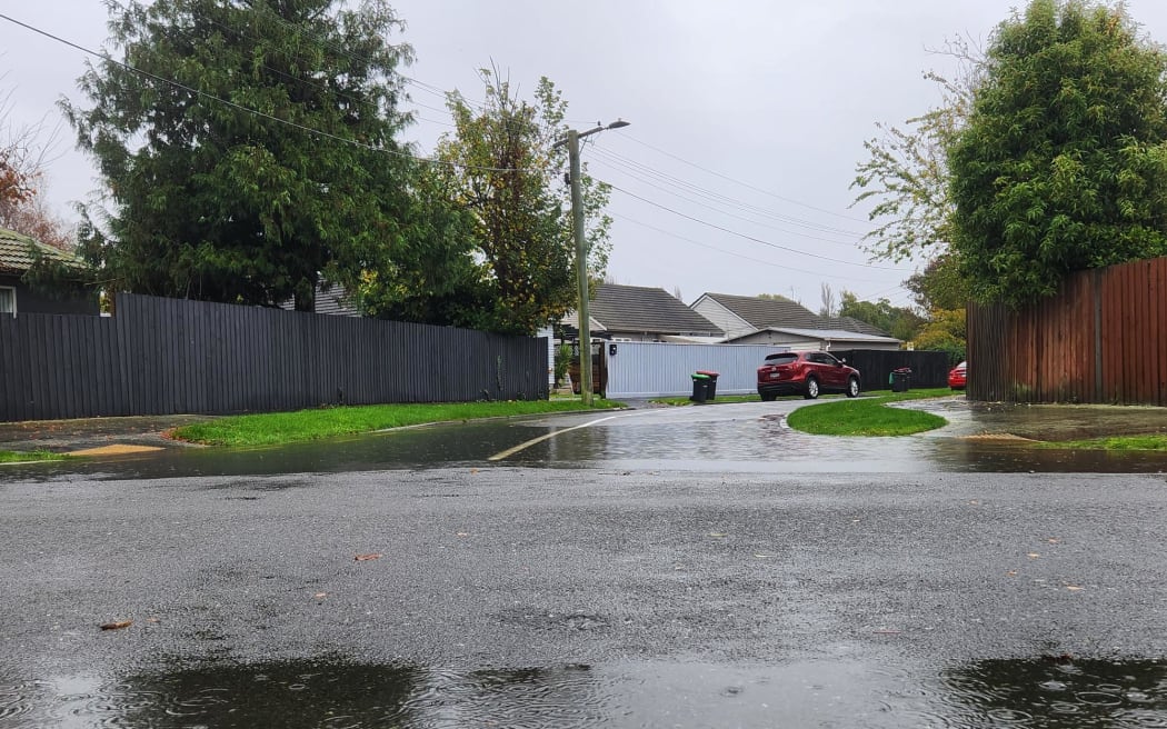 Flooding near Braemar Place in Christchurch.
