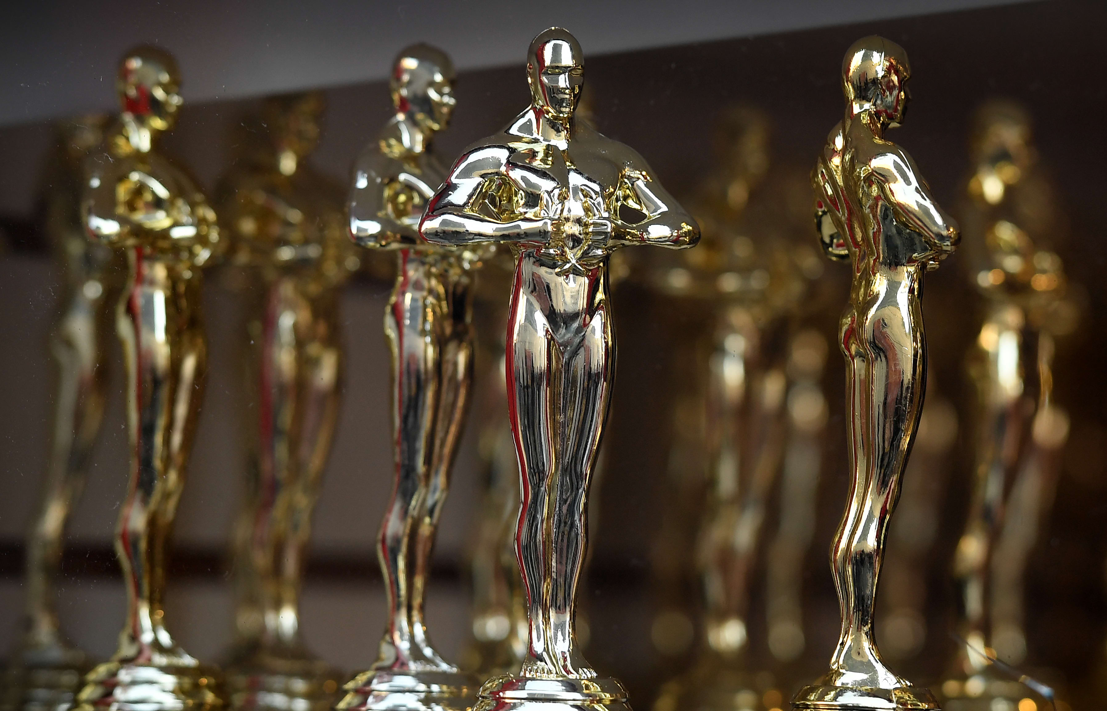 Replicas of the Oscars statues at a tourist store near the red carpet area for this year's Oscars Awards ceremony  in Hollywood, California