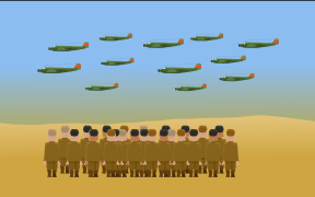 NZ soldiers on Crete watch the approach of German bombers. Animation by Chris Maguren.