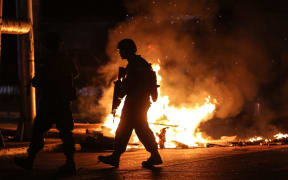 Soldiers patrol the streets of Concepcion, Chile, on October 20, 2019, during protests.