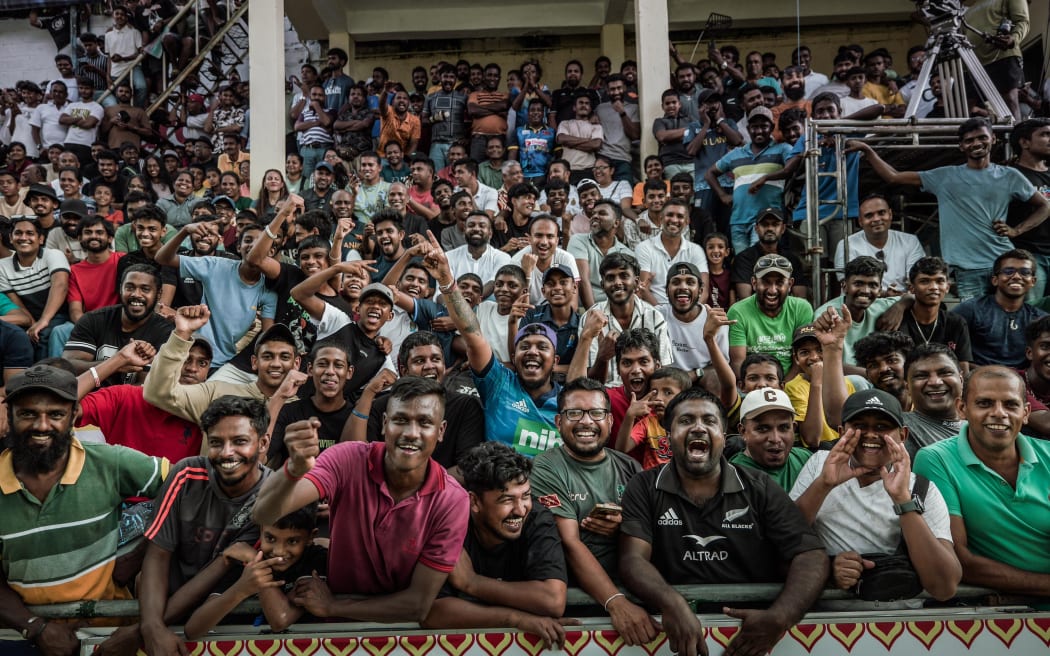 The capacity crowd at Nittawella Stadium to watch the NZ Under 85kg side play Sri Lanka.