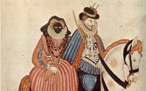A woman wearing a vizard, c.1581, France.