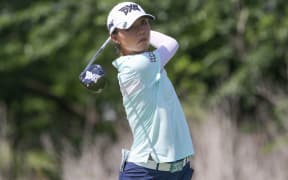 Kiwi golfer Lydia Ko hits a drive.