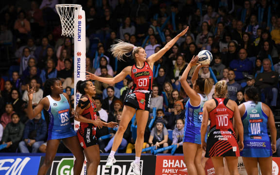 Jane Watson.
Northern Mystics v Mainland Tactix. ANZ Premiership Netball. The Trusts Arena, Auckland, Sunday 9 August 2020. © Copyright image by Andrew Cornaga / www.photosport.nz
