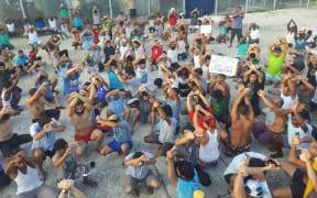 Refugees at the former detention centre on Manus Island.