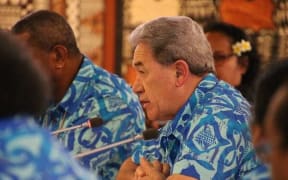 New Zealand's foreign minister Winston Peters speaks at the Pacific Islands Forum foreign ministers meeting in Suva, Fiji on Friday.