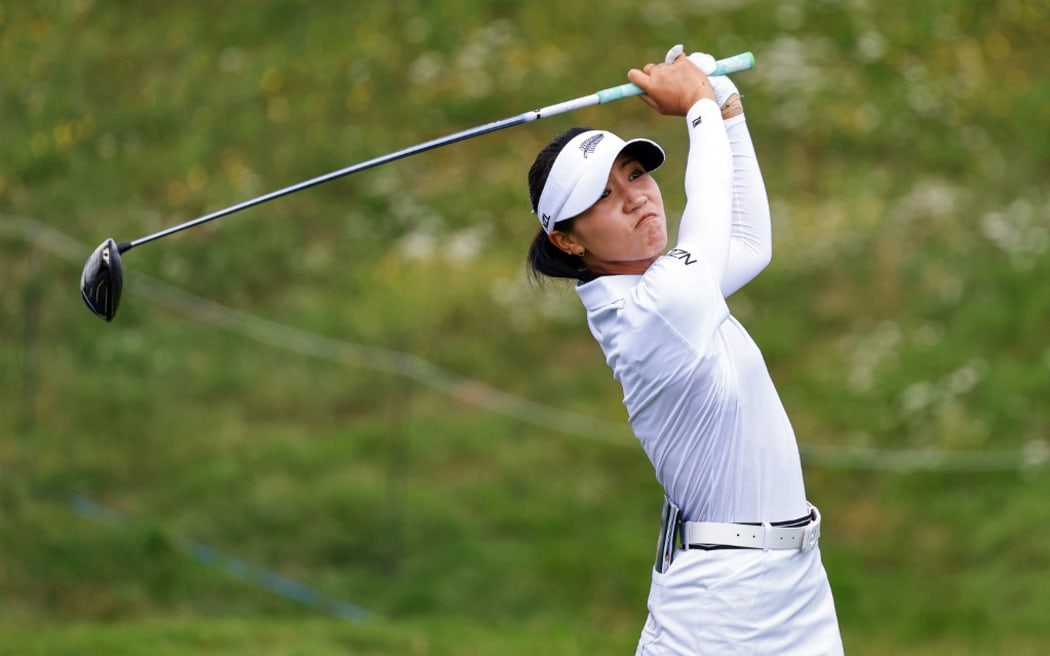 New Zealand's Lydia Ko competes in round 1 of the women’s golf individual stroke play of the  Paris 2024 Olympic Games at Le Golf National in Guyancourt, south-west of Paris on August 7, 2024. (Photo by Emmanuel DUNAND / AFP)