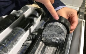 A close-up of a Santana Minerals rock core sample from Bendigo Station.