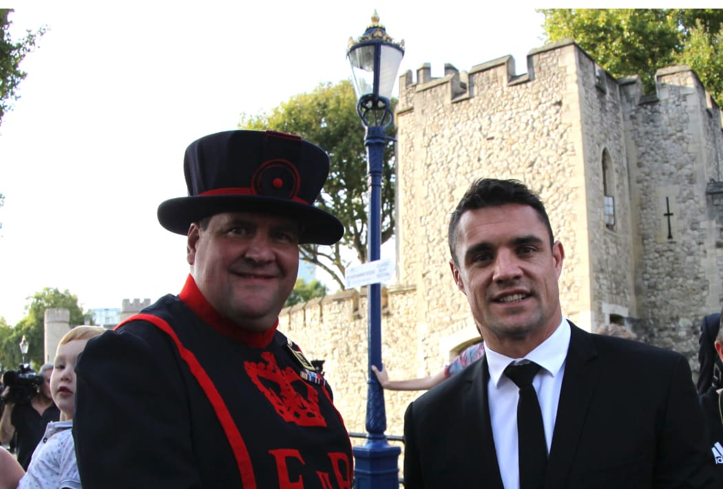 11.09.2015. London, England. Dan Carter from New Zealand, All Blacks, at the welcome ceremony, held at Tower of London for the upcoming Rugby World Cup finals.