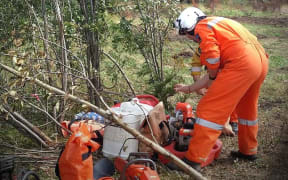 A Marlborough firefighter in the field in Canada.