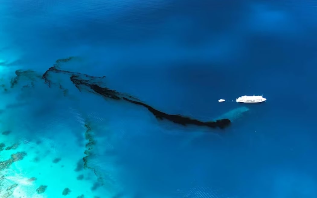 Oil from the Rio de Janeiro Maru was detected at a nearby island last month. (Supplied: Peter Aten)