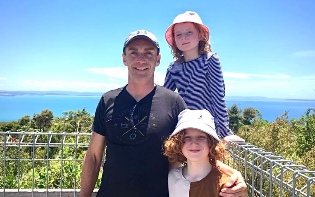 Auckland asbestos consultant Deejay O'Dowd with son Liam, 12, and daughter Amelia, 9.
