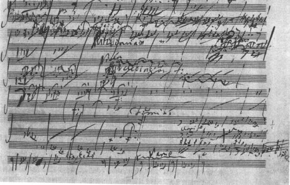Part of Beethoven's manuscript for Pastoral Symphony