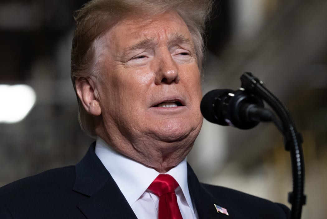 US President Donald Trump speaks after touring the Lima Army Tank Plant at Joint Systems Manufacturing in Lima, Ohio, March 20, 2019. (Photo by SAUL LOEB / AFP)
