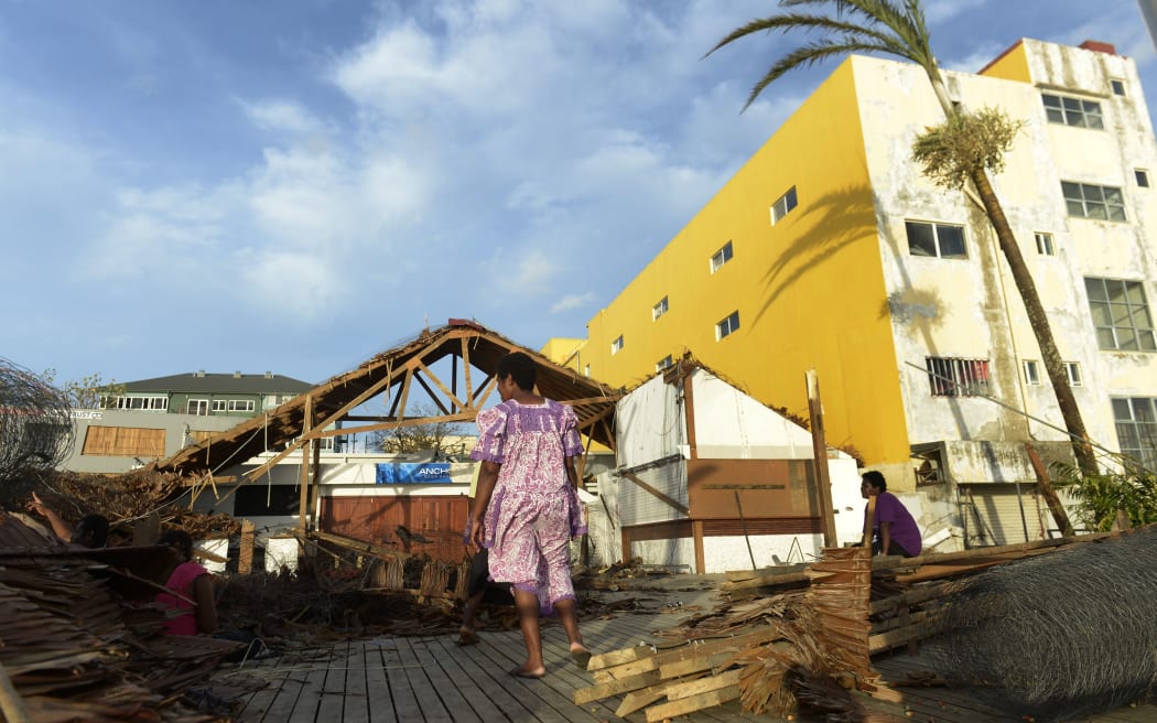 Damage in Port Vila on Monday, three days after the category five cyclone tore through Vanuatu.