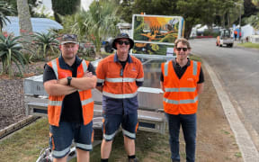 Electritech's Layne Cox and Cayden Searancke and Base Power Business Manager Will Buchanan