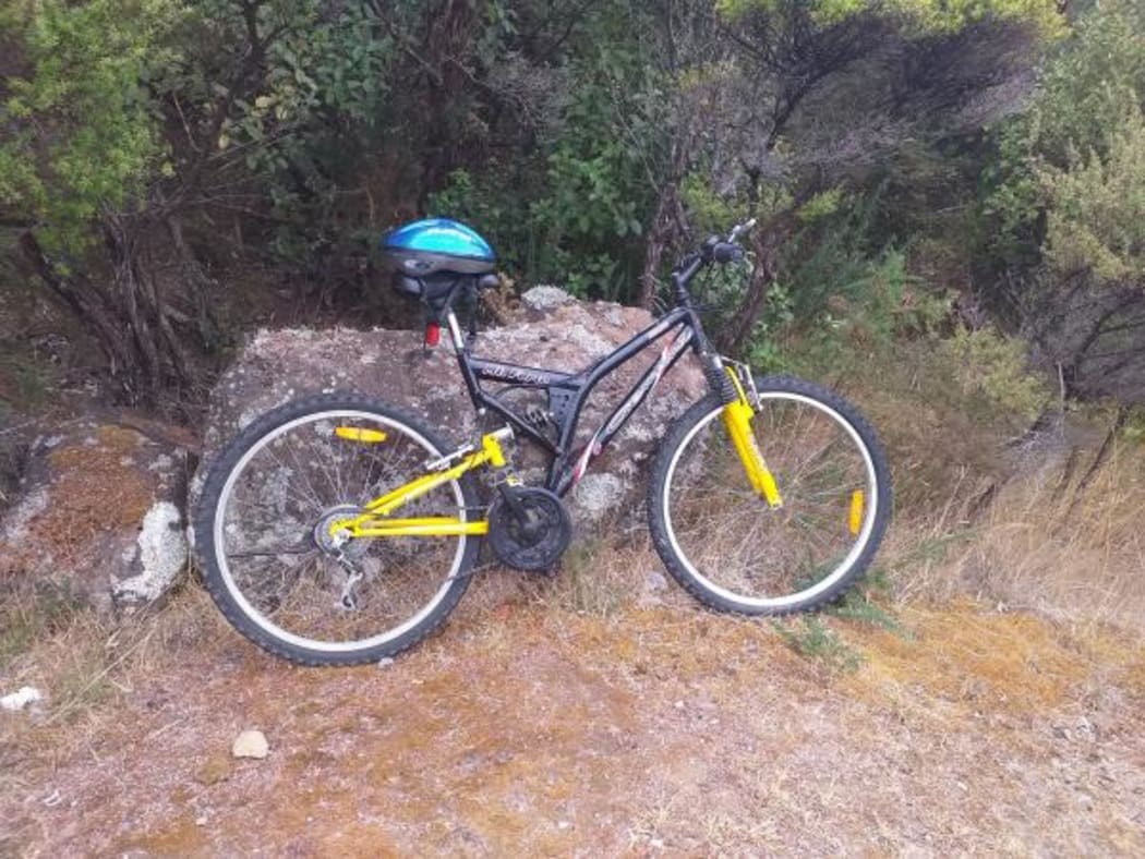 The bike found abandoned at the start of Palmers Track, Great Barrier Island.